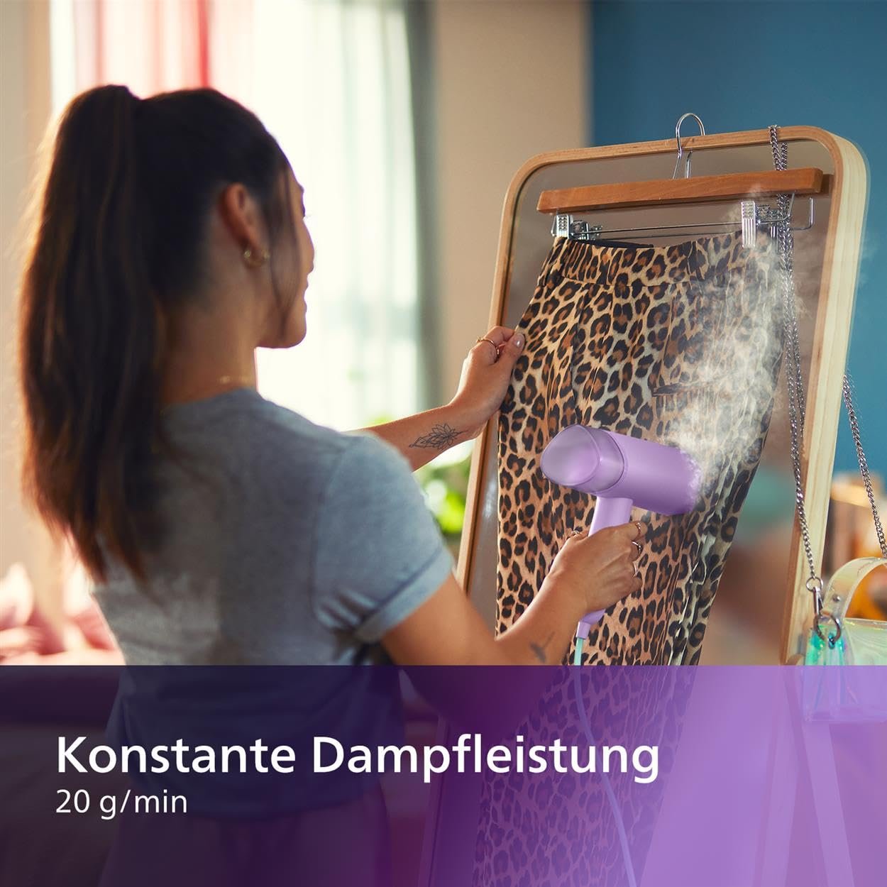 Вертикальний відпарювач Philips 3000 Series STH3010/30 1000 Вт 100 мл 20 г/хв компактний складаний Фіолетовий, фото №3