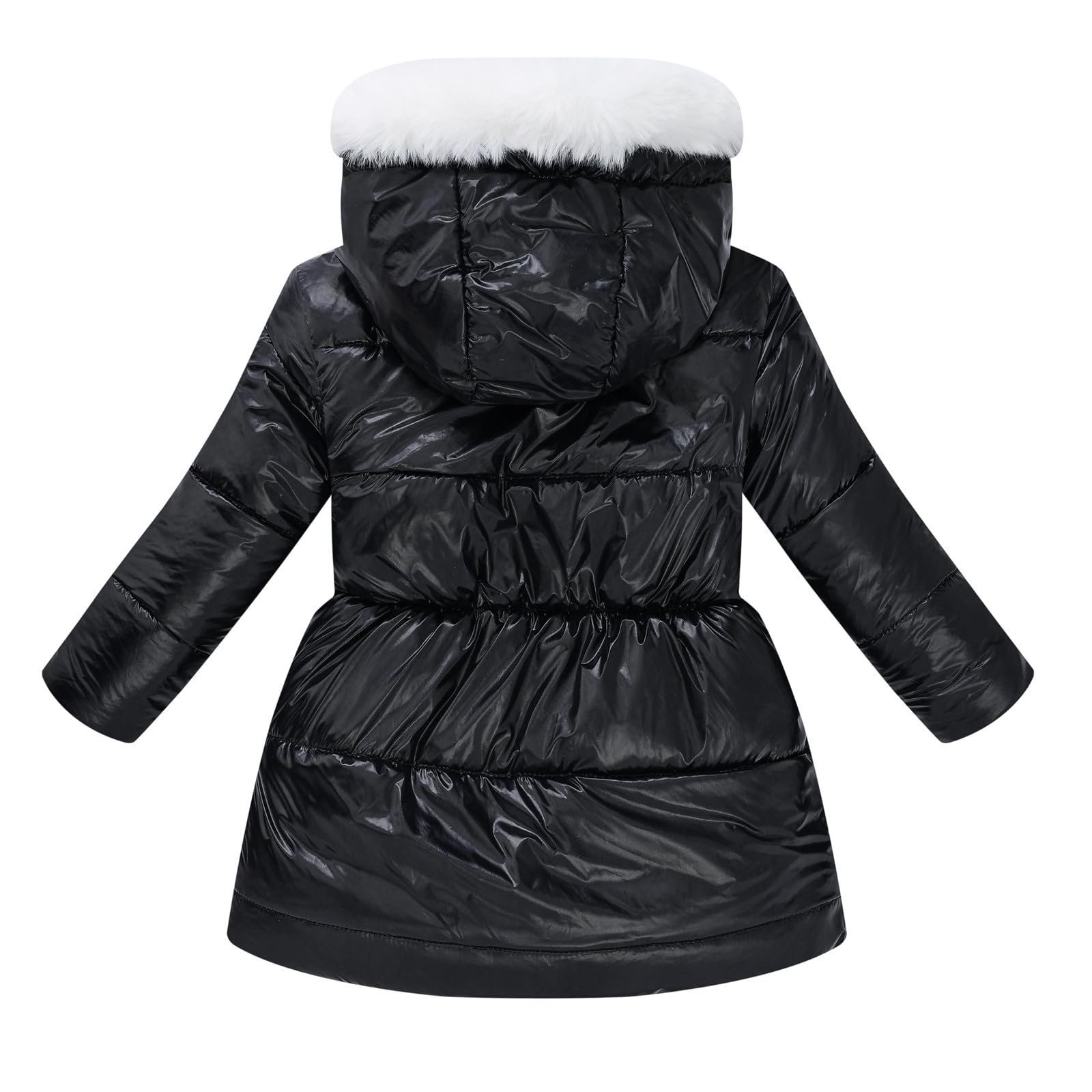 Зимнее пальто для мальчиков и девочек Generisch, длинное хлопковое пальто на талии, куртка с капюшоном и воротником из волос, теплая хлопковая мягкая удобная хлопковая куртка с длинными рукавами, повседневная куртка для прогулок на открытом воздухе, фото №3