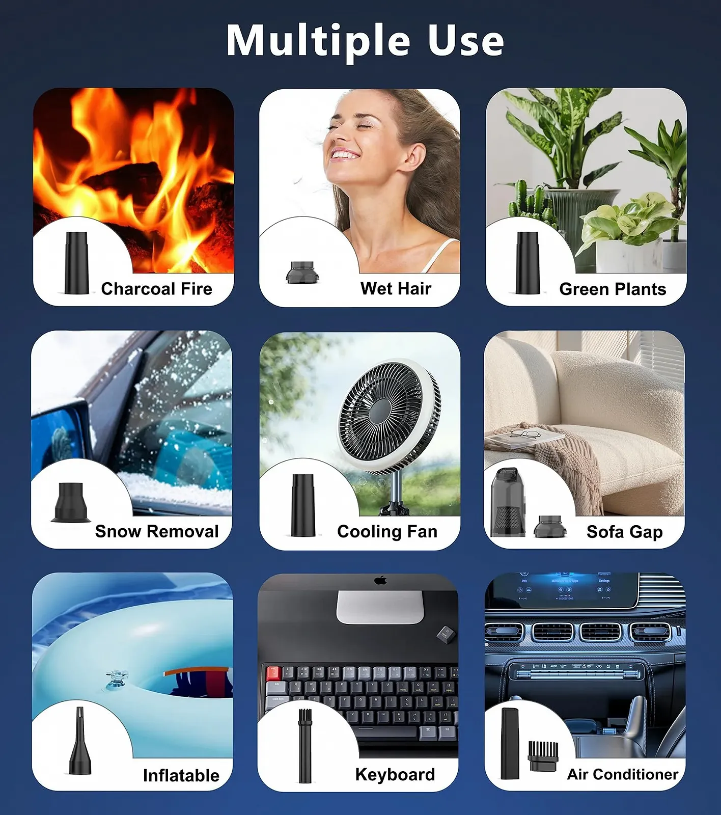 Электрическая воздуходувка Aluminium Alloy 130000 RPM переносная с насадками, фото №6