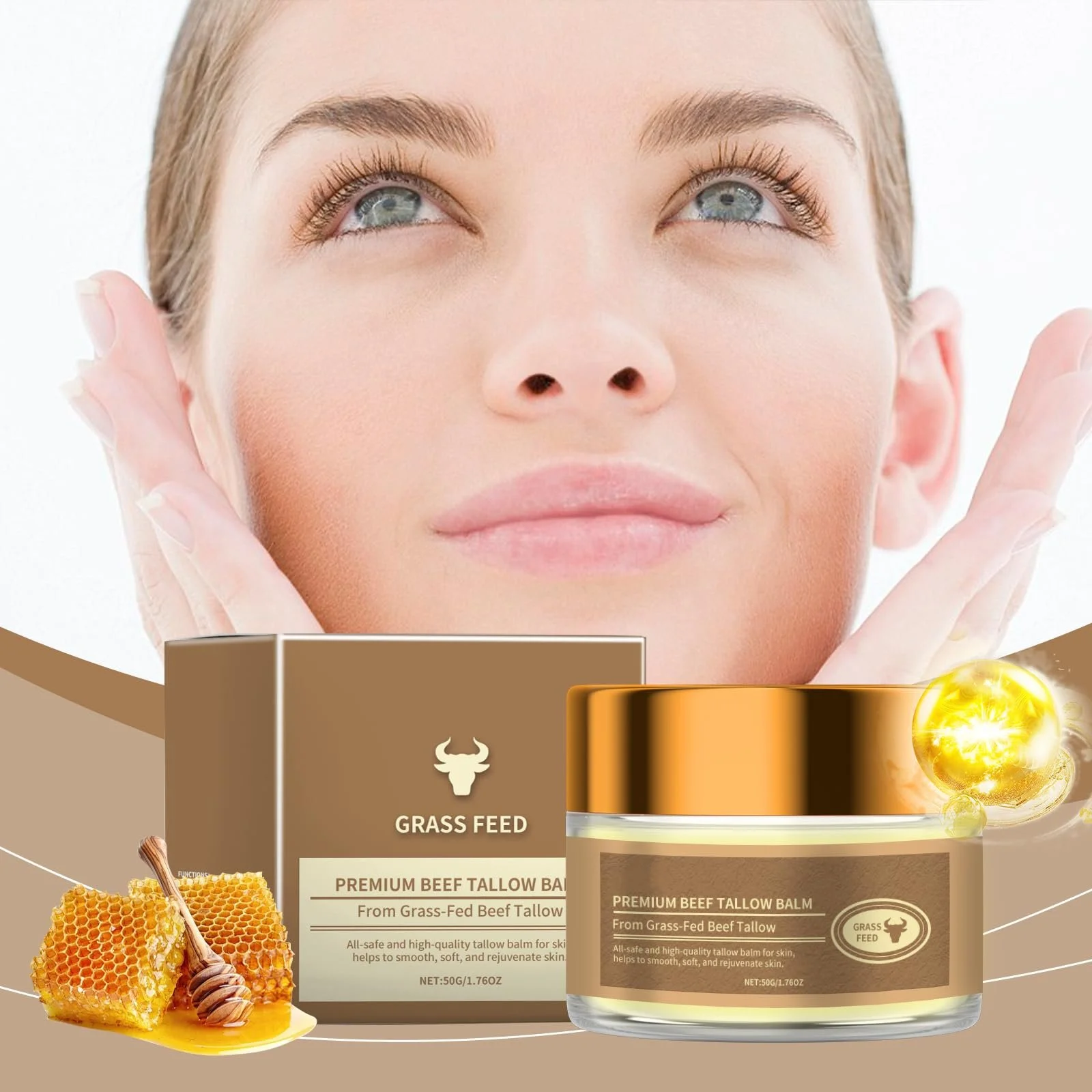 Крем для тіла Beef Tallow Skincare Tallow Cream Organic Зволожуючий проти зморшок для жінок, фото №2