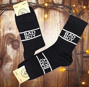 Мужские молодежные носки высокие демисезонные черные 39 - 44 размер - Фото 1