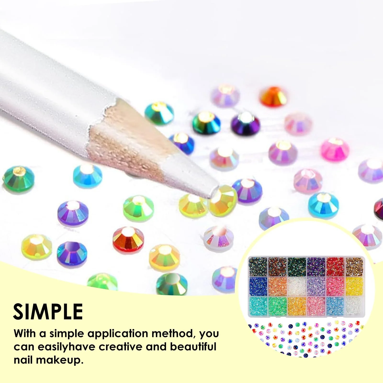 Стразы Плоские смоляные кристаллы AB Jelly 3 мм 18 цветов Радужные самоцветы для чашек, одежды, обуви, макияжа, дизайна ногтей, DIY поделок, фото №2