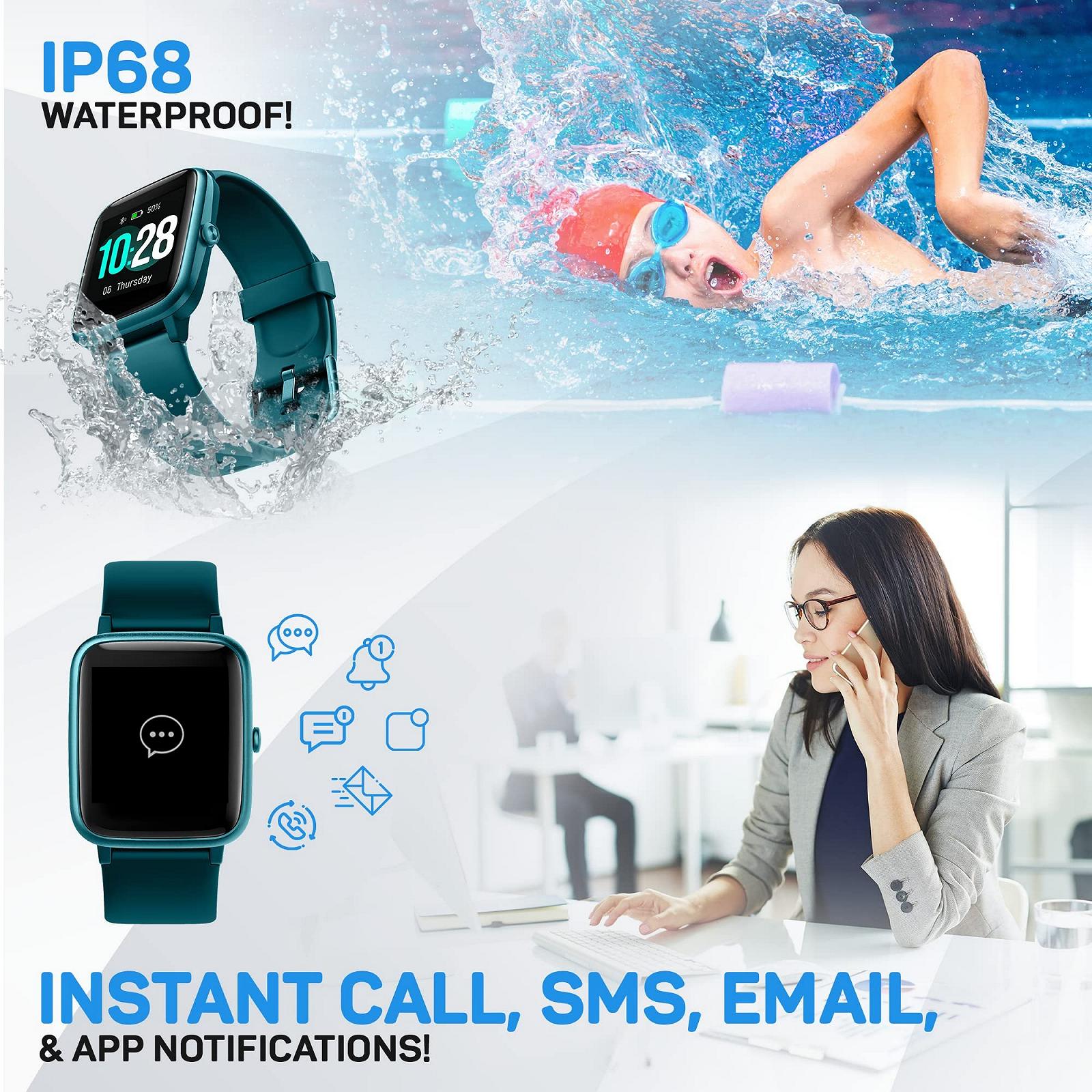 Смарт-годинник OCTANDRA Move VeryFitPro, монітор серцевого ритму, монітор сну, IP68, водонепроникний, фітнес-трекер активності, крокомір, спортивний годинник для бігу, для чоловіків та жінок (ID205L), зелений, фото №6