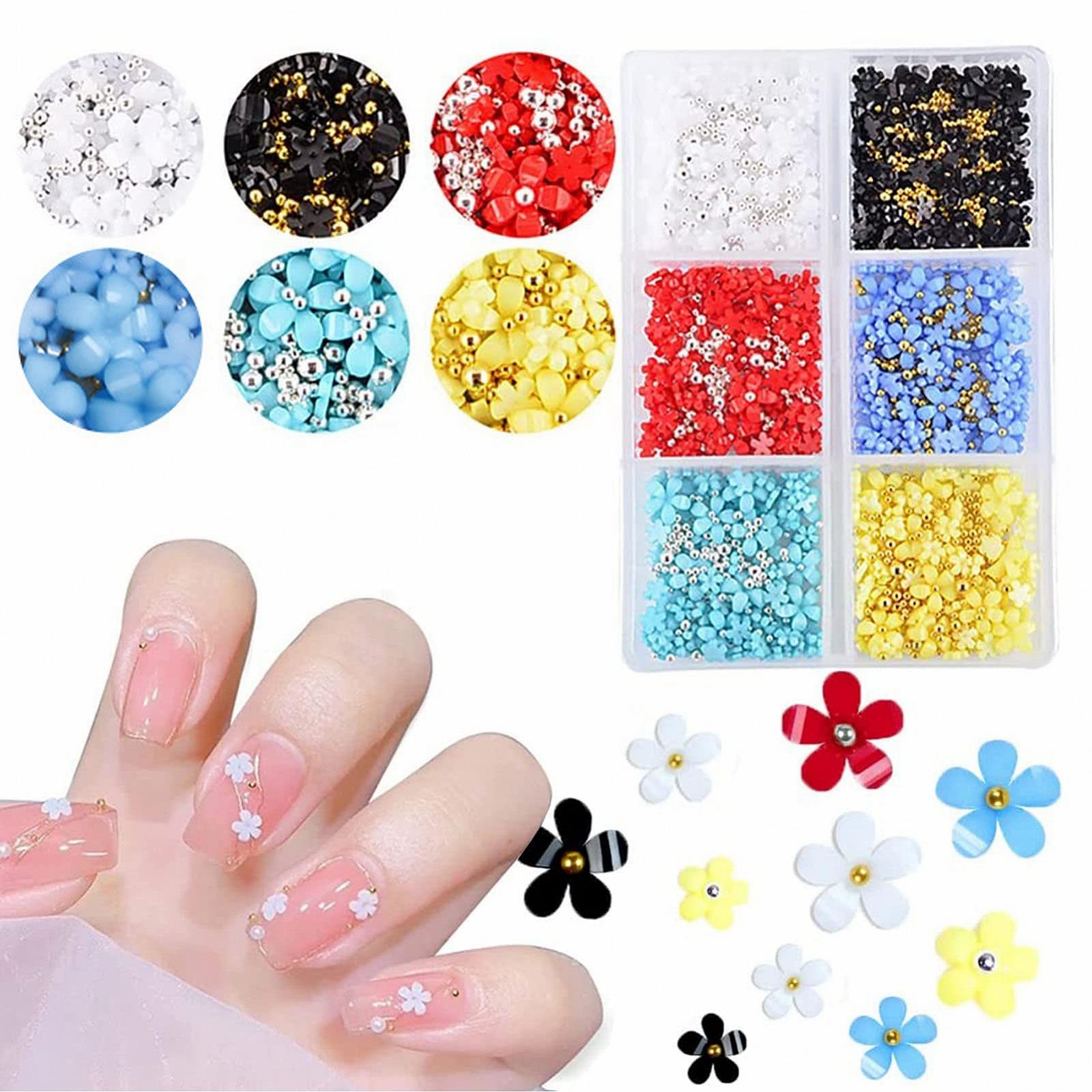 3D Подвески для ногтей Цветы 2 коробки 3D Цветы Стразы для ногтей 5-лепестковый цветок DIY 3D Мелкие цветы Украшения для ногтей Цветы для ногтей DIY Украшения для ногтей, фото №2