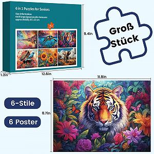 Пазлы для пожилых людей 6 шт. 16 крупных элементов synthetic.ua - Фото 1