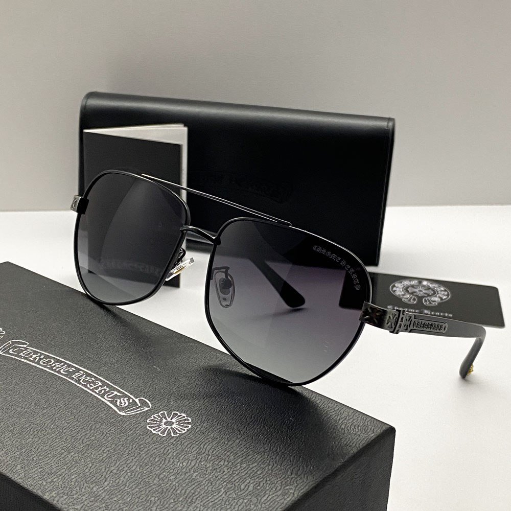 Мужские солнцезащитные очки черные Chrome Hearts Polarized, фото №6