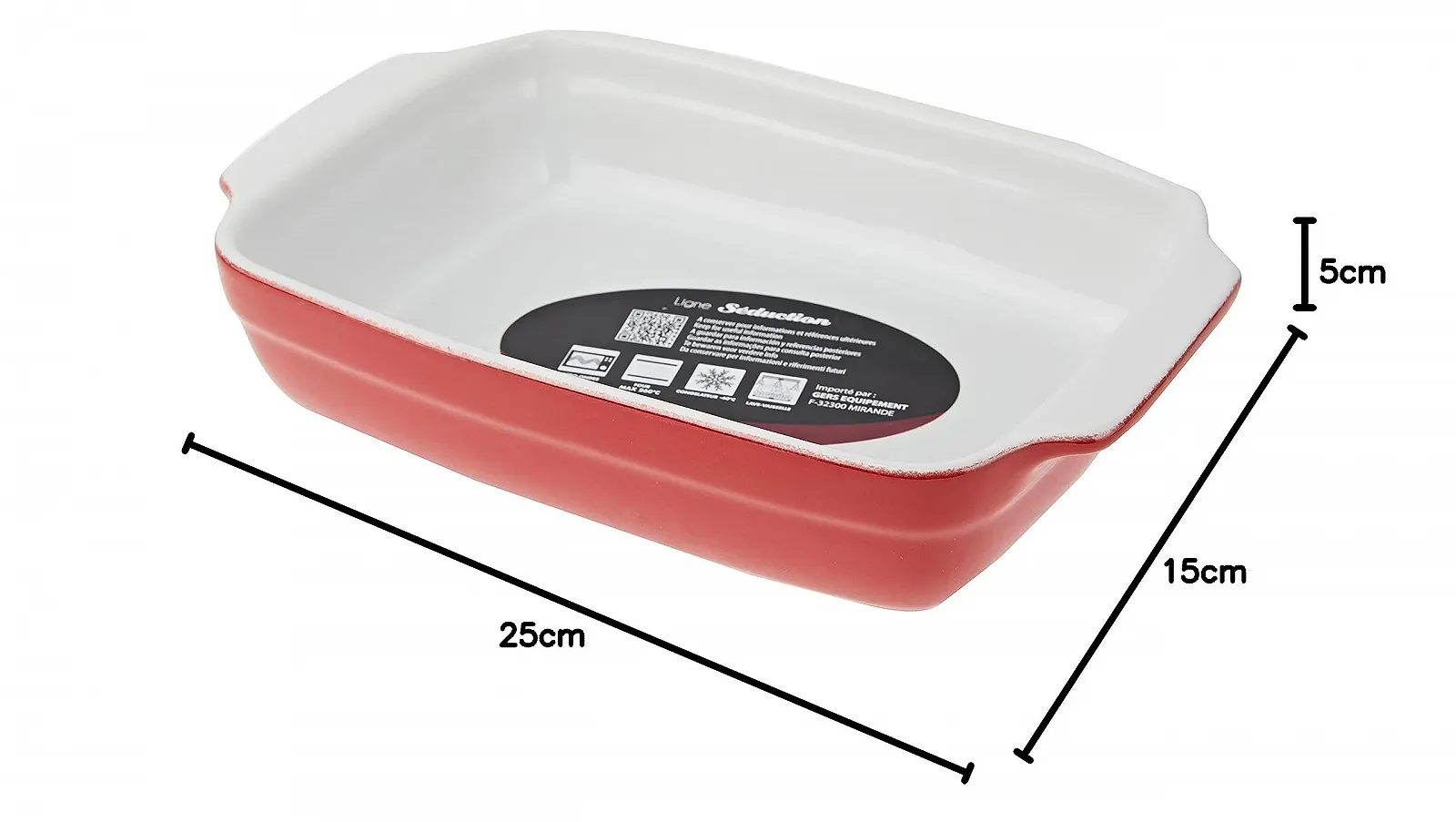 Форма для выпечки Crealys 512727 прямоугольная с керамическими ручками 25 x 15 x 5 см малиновая, фото №5