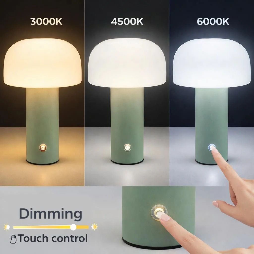 Настільна лампа LED Pilz акумуляторна бездротова димована 3 кольори світла USB-C IP54 Помаранчева, фото №5