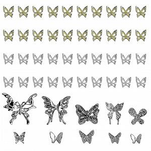 Підвіски для нігтів Метелики Метал, 50 шт (20 золотих + 30 срібних) - Фото 1