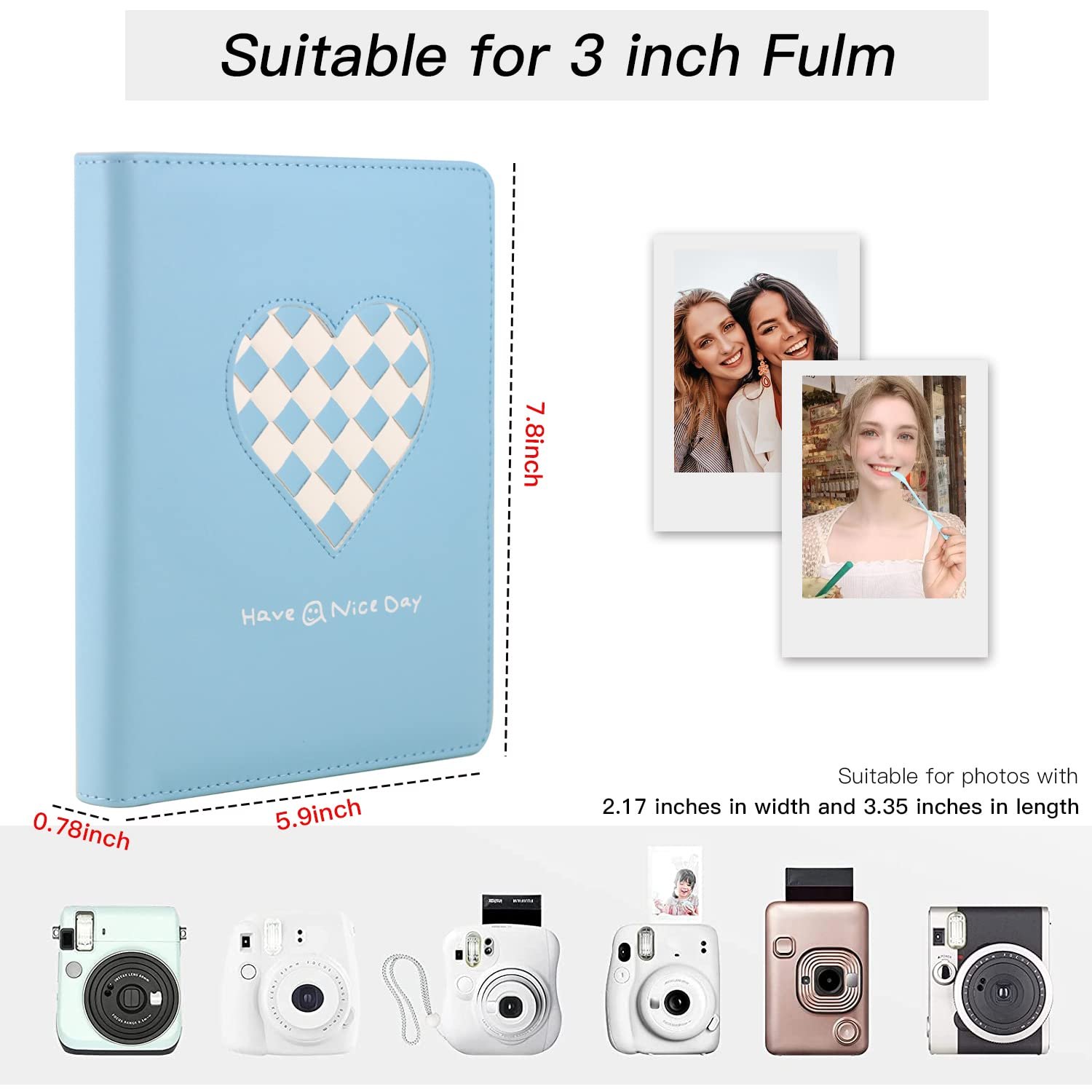 Фотоальбом Phoebe 256 Bag PU Heart Braid Blue, фото №2