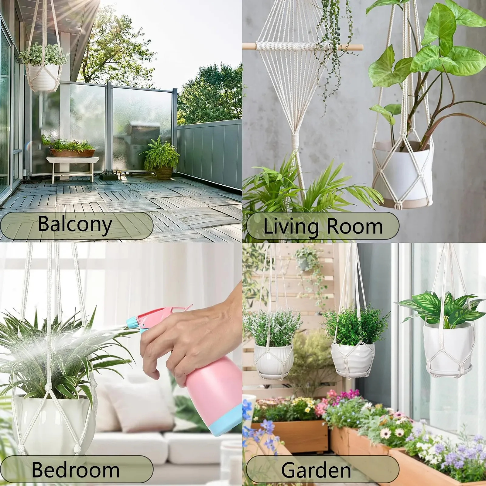 Тримачі для вазонів HanYun макраме набір 5 шт. бавовняна мотузка 74 см, фото №5 Тримачі для вазонів HanYun макраме набір 5 шт. бавовняна мотузка 74 см, фото №5