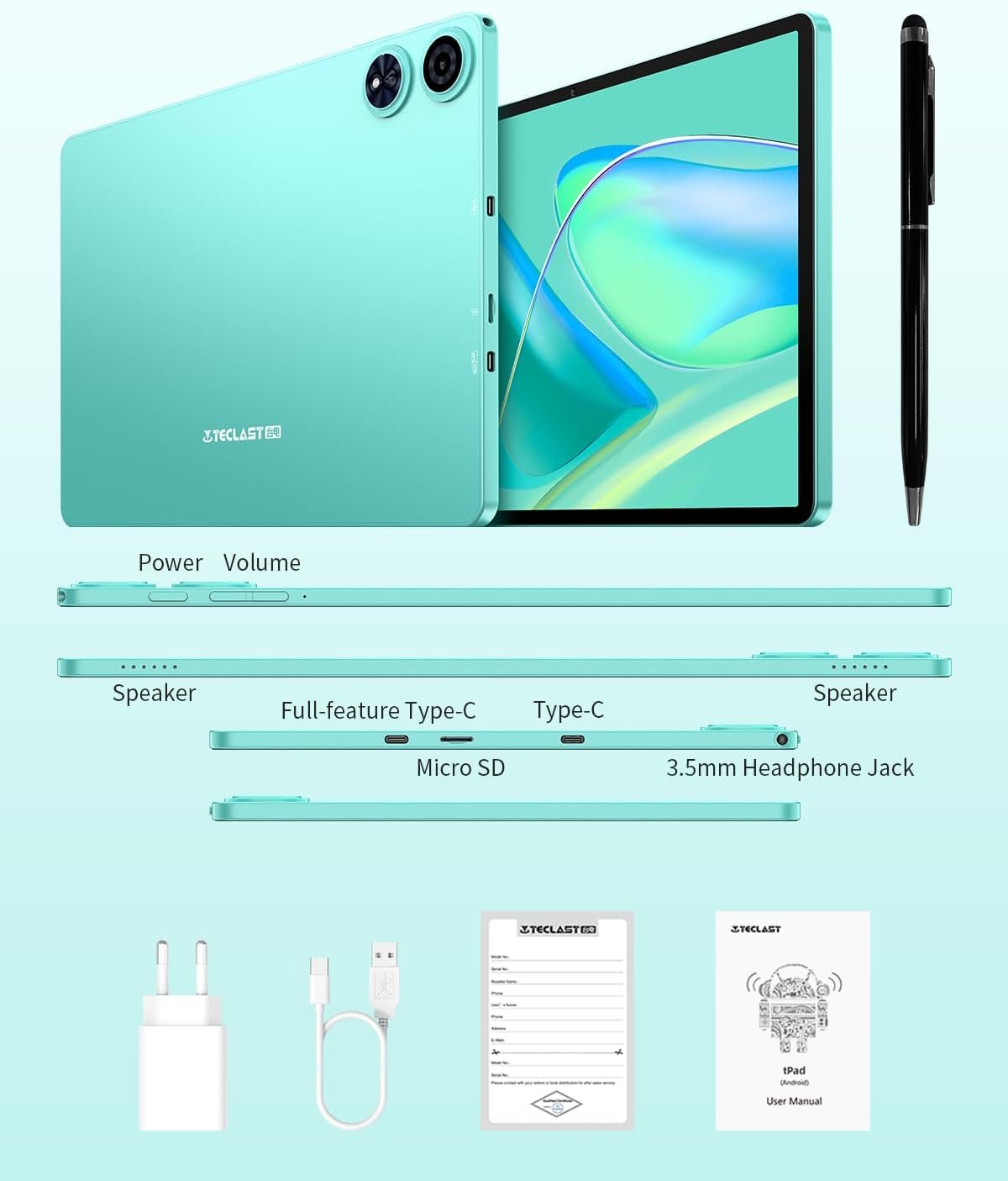 Планшет 11" TECLAST P50AI 6+10/128Gb 8 ядер Android 15 7000 mAh Блакитний, фото №7