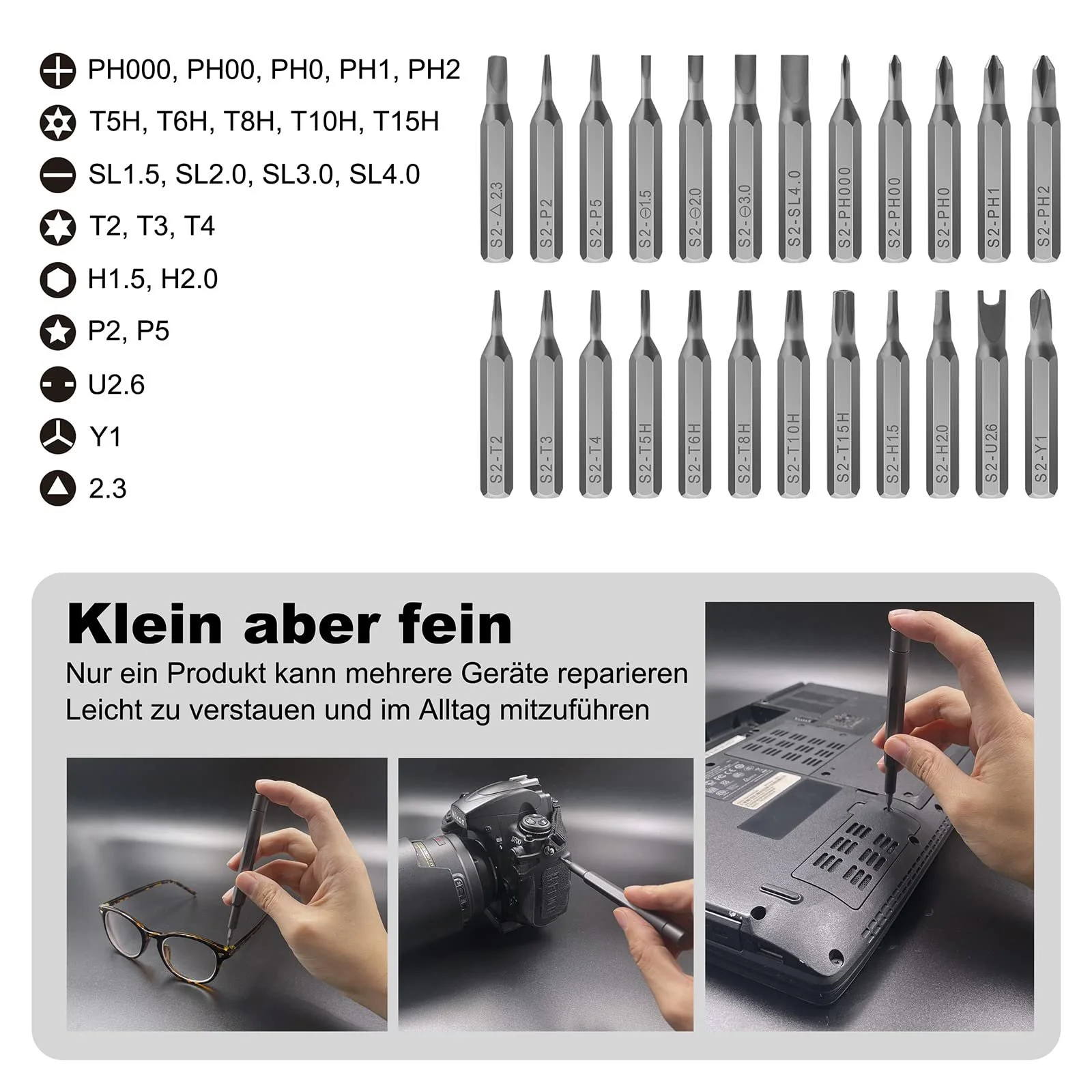 Набір викруток VCELINK Precision, 24 бітів S2, магнітний Torx Pentalobe, фото №2