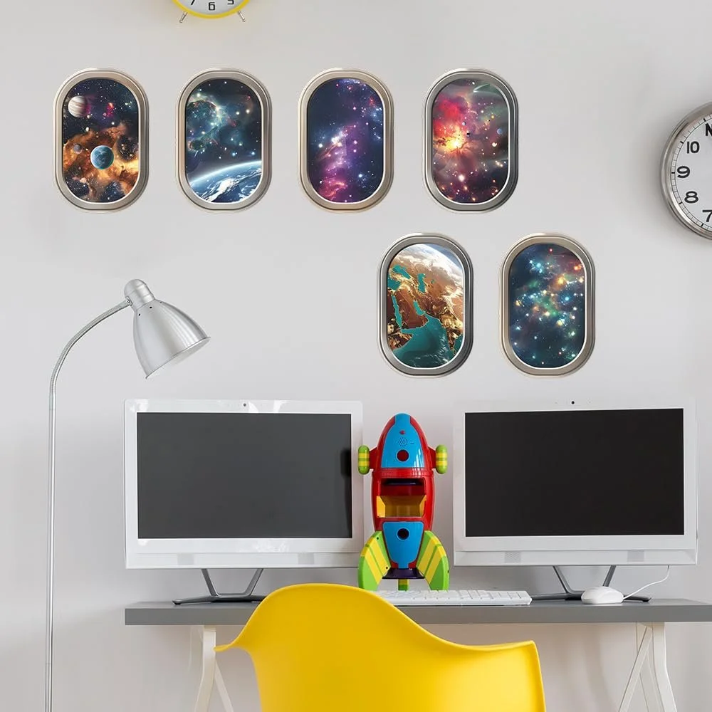 Наклейка на стену HGDESIGN 3D Window University Galaxy Planet (A) Декор для дома, фото №5