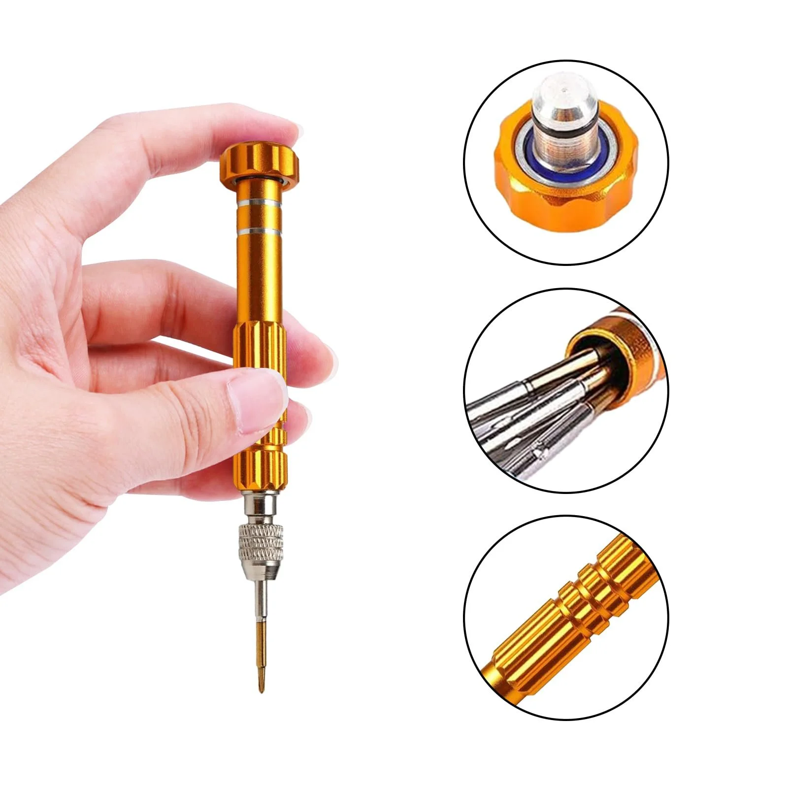 Набір міні-викруток 5 в 1 прецизійний легована сталь 10 см, фото №3