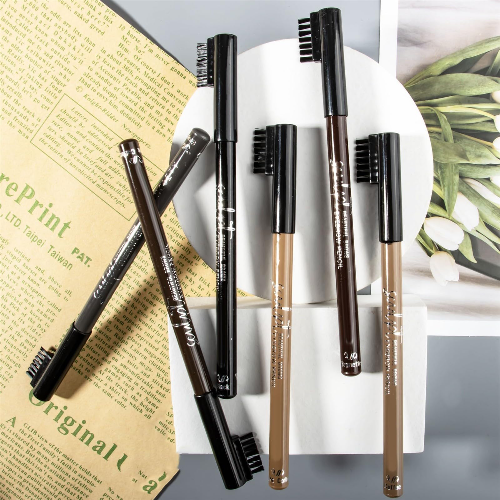 Олівець для брів Водонепроникний Незмиваючий і макіяжний олівець Натуральний Багатоколірний Олівець для підводки (D, Один розмір), фото №7