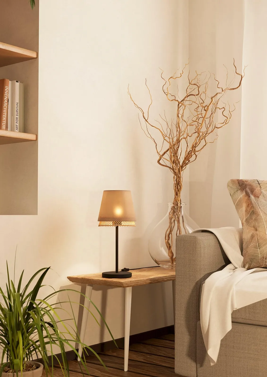 Настільна лампа EGLO Tabley Метал Бамбук Льон E27 Чорний Натуральний, фото №3