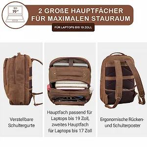 Бізнес-рюкзак STILORD Maxim Premium XL Maxim Leather Vintage 17 to 19 Inch Large Black, Tan - dark brown ціна на synthetic.ua - Фото 1 Бізнес-рюкзак STILORD Maxim Premium XL Maxim Leather Vintage 17 to 19 Inch Large Black, Tan - dark brown synthetic.ua - Фото 1