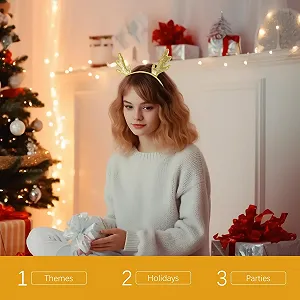 Обруч для волос с рожками оленя Блестящий, 2 шт synthetic.ua - Фото 1