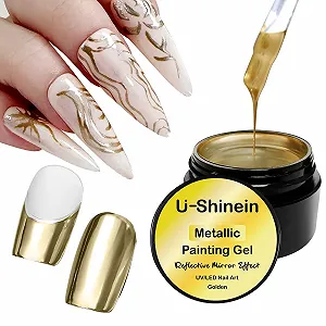 Гель-лак U-Shinein Металлик 8 мл, золотой - Фото 1