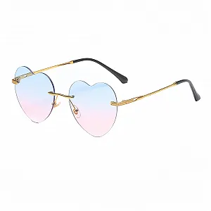Солнцезащитные очки в форме сердца без оправы WDZAYXC, минималистичные, милые и модные - Фото 1