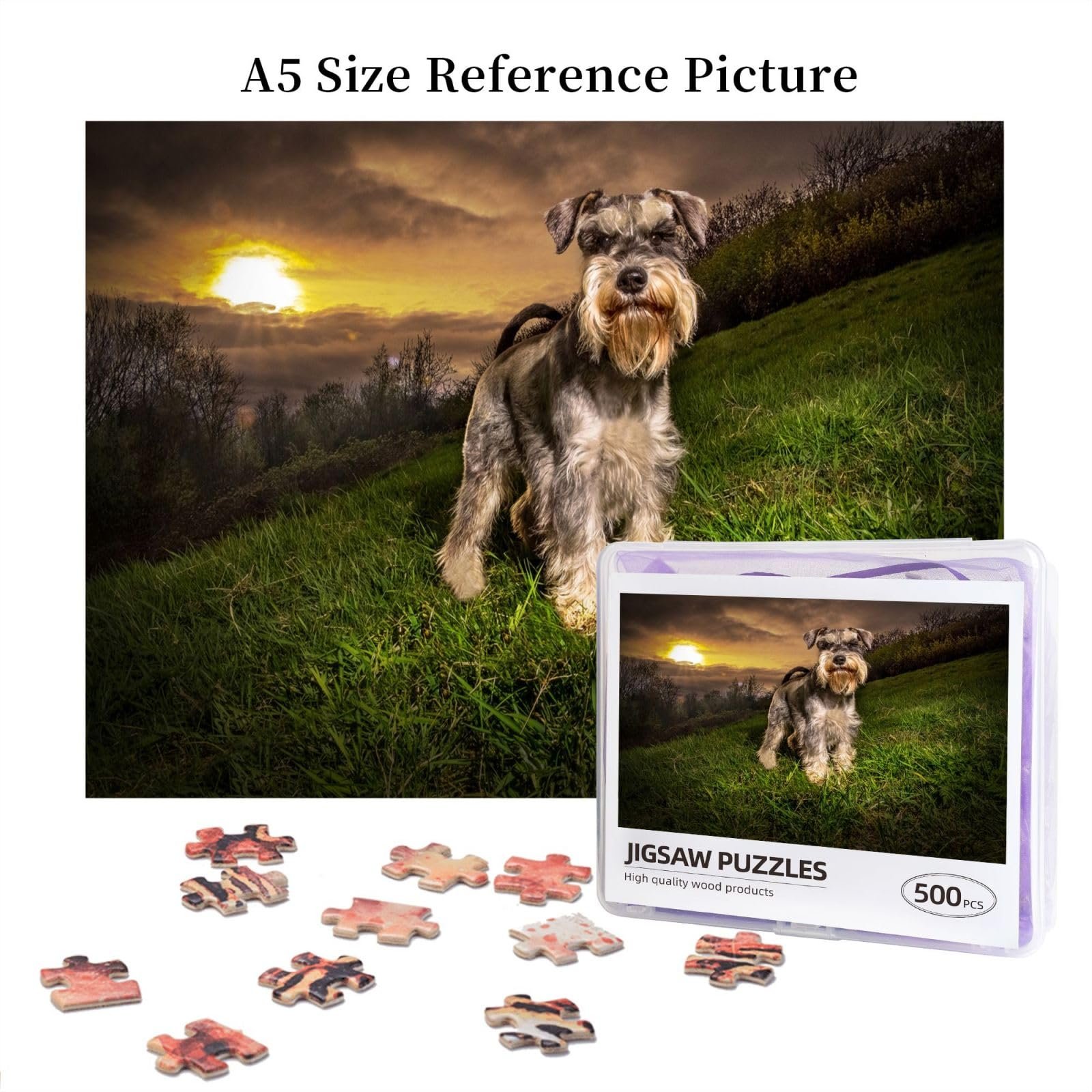 Пазл Schnauzer Sunset 500 деталей Деревянный 50 x 38 см, фото №7
