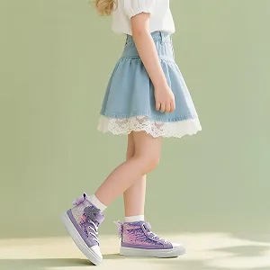 Детские Кроссовки Sharllen High-Top Glitter Холст Бант Узел Кроссовки Повседневная Кроссовки Регулируемые Ремни synthetic.ua - Фото 1