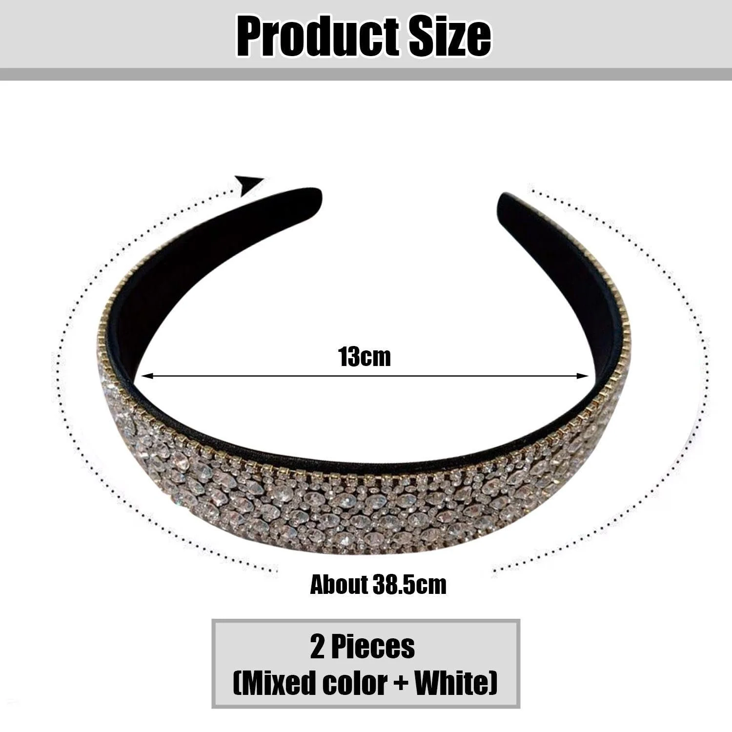 Набір обручів на голову 2 шт, зі стразами, фото №2