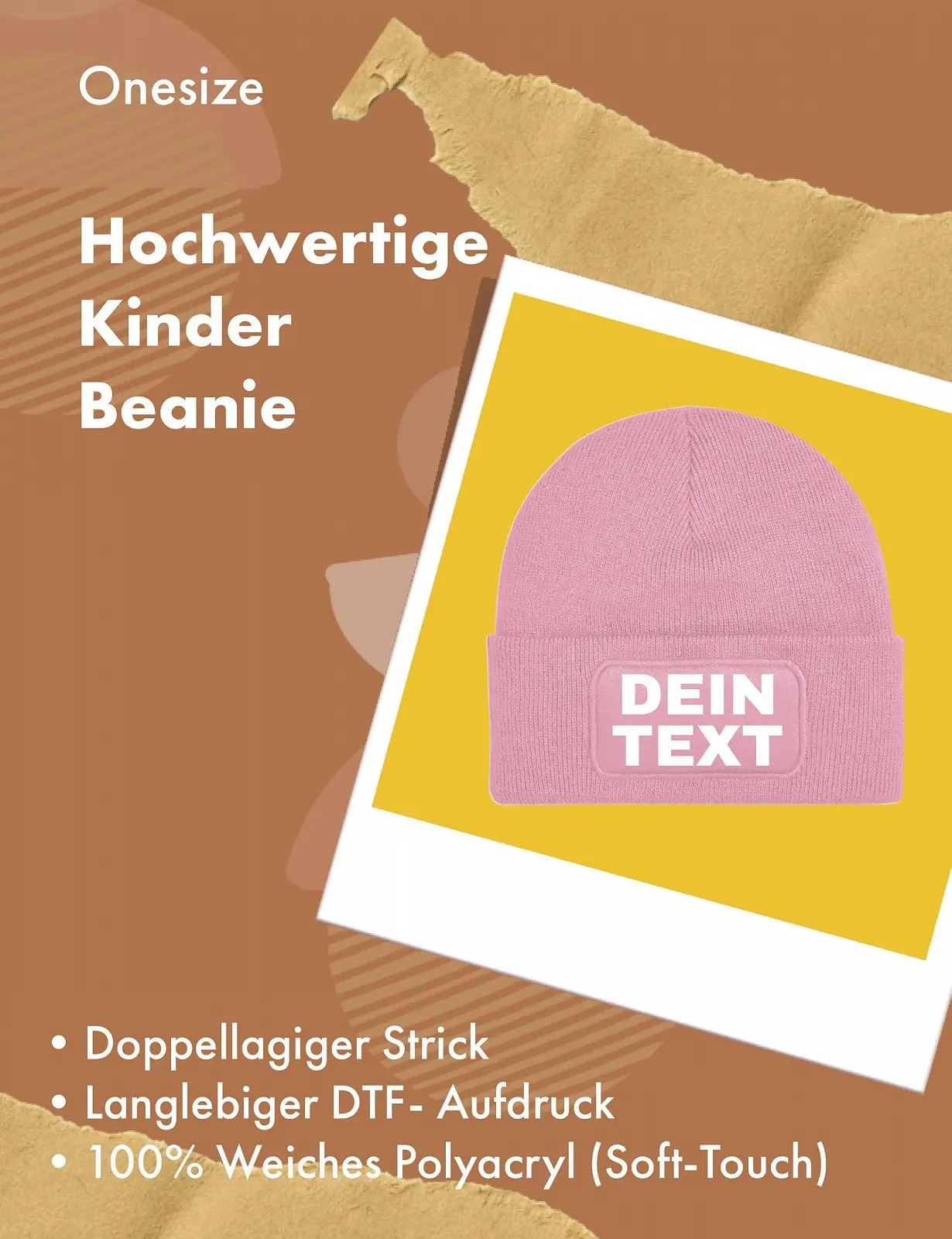 Детская шапка-бини NIMAMA с принтом и возможностью персонализации текстом для девочек, фото №1