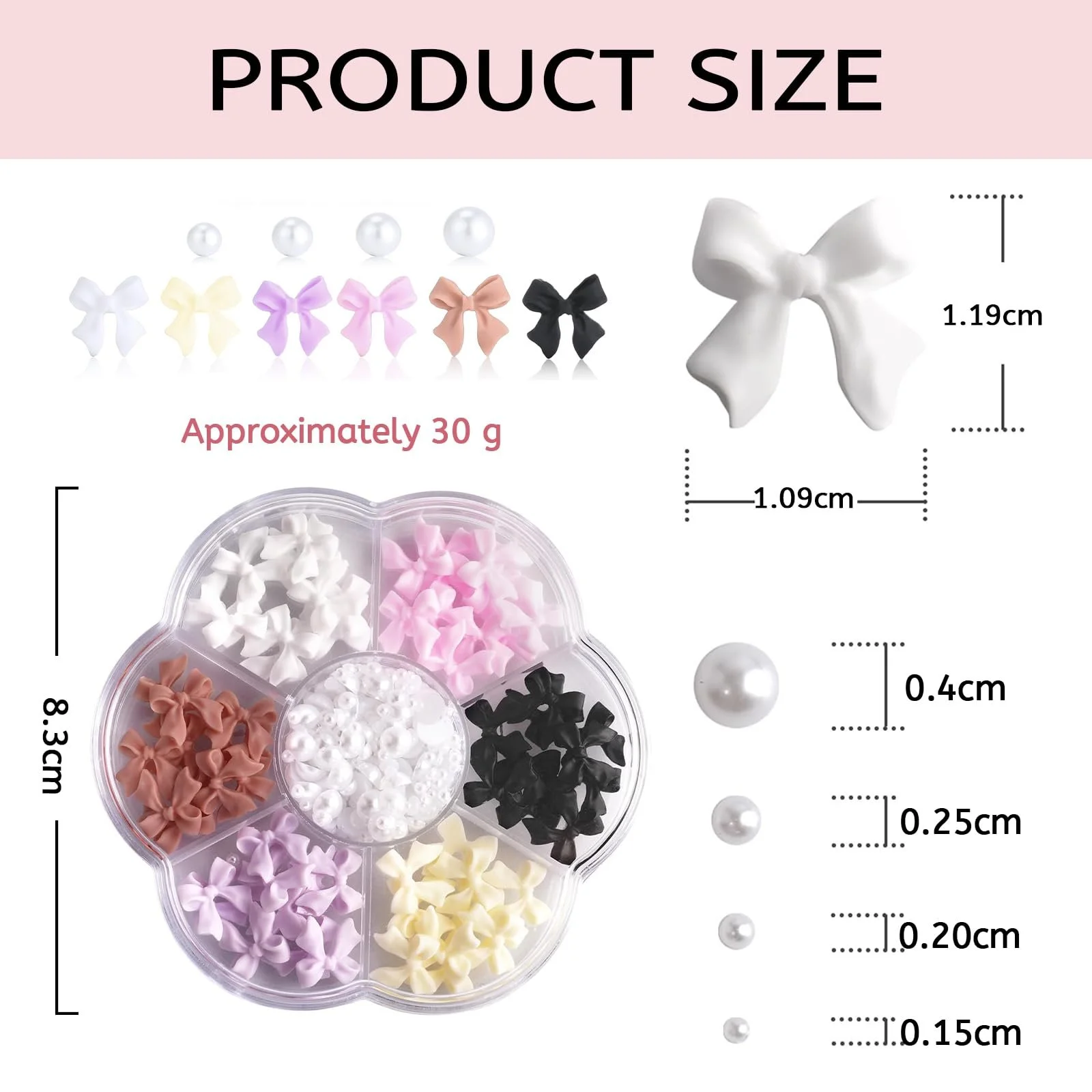 Украшения для ногтей Бантики Moguri, 3D Подвески бантики для ногтей, Набор камней для ногтей, DIY украшения, Самоцветы, Стразы для ногтей, фото №2