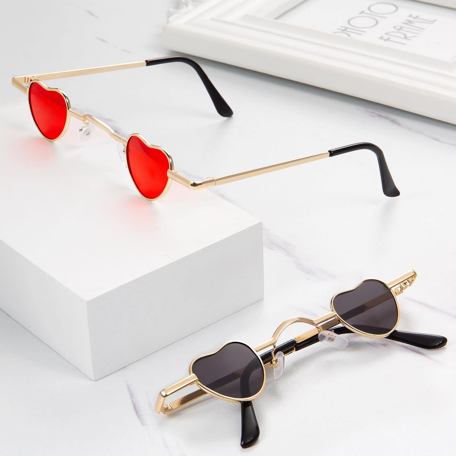 Сонцезахисні окуляри Kiiwah у формі серця, маленькі, унісекс, ретро, металева оправа, фото №6