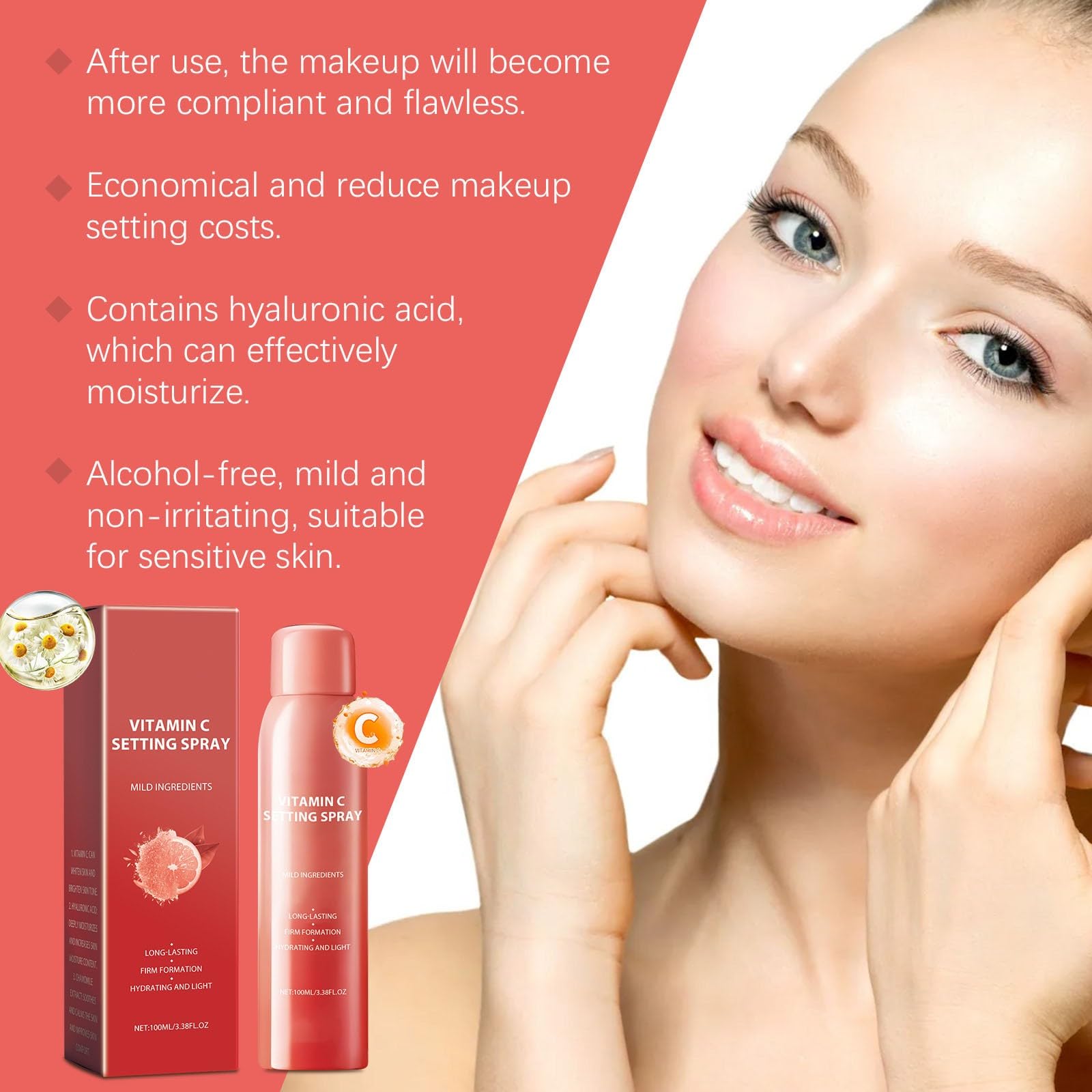 Спрей Tmianya Fixing Moisturising 100 мл Освітлюючий ефект макіяжу Червоний, фото №3