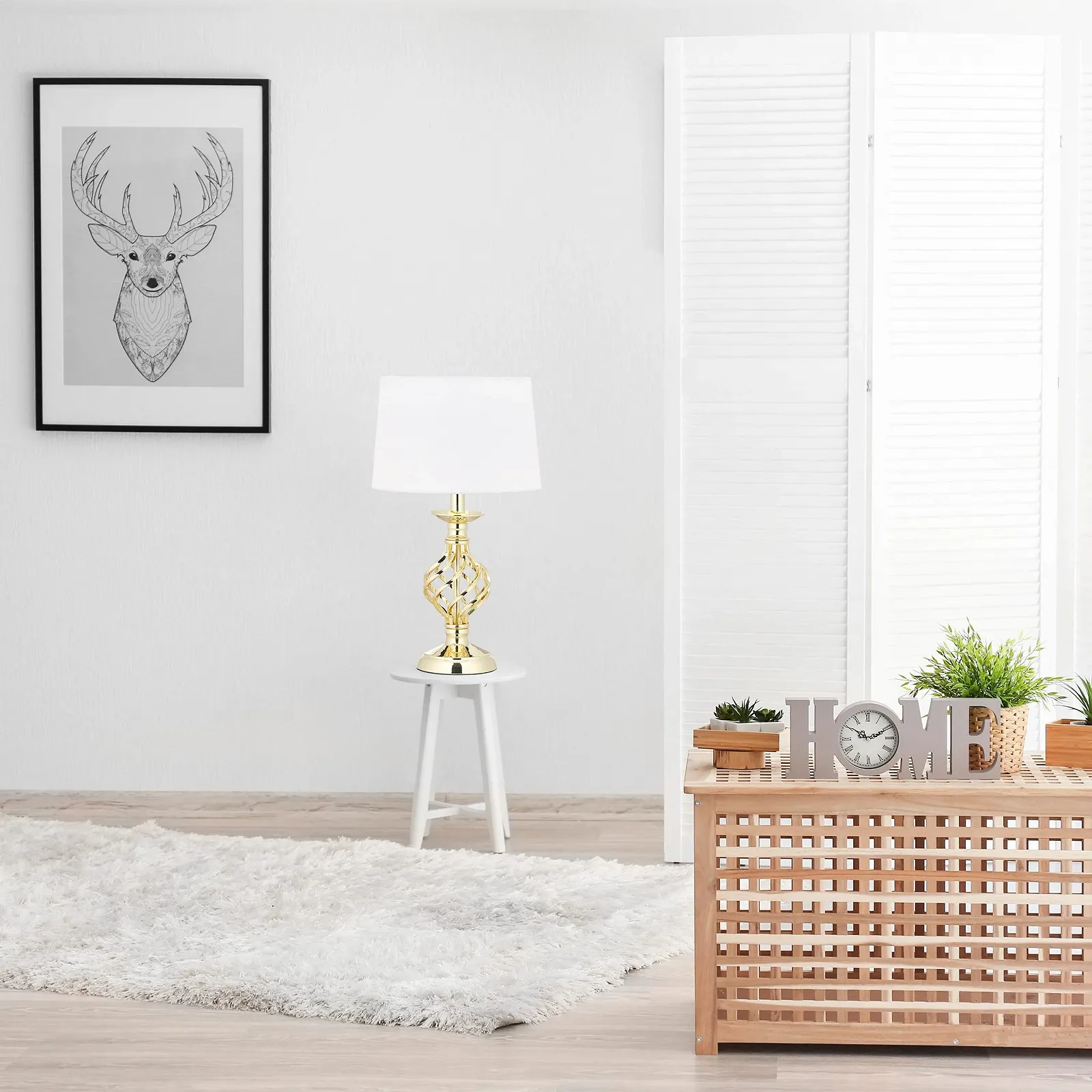 Настільна лампа Relaxdays Modern Сенсорна 3 рівні яскравості E14 43.5 x 25 см Золотиста / Біла, фото №2