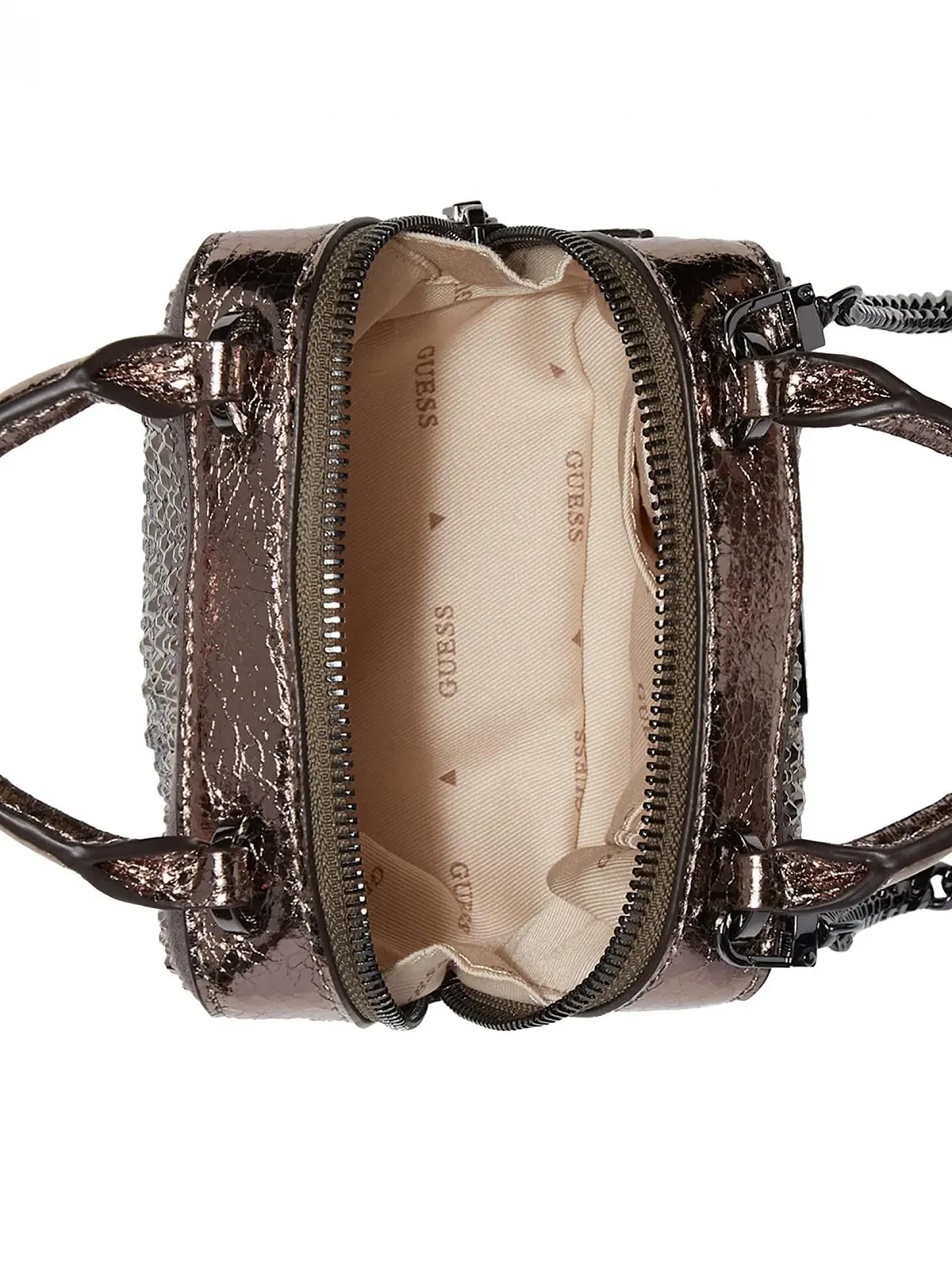 Міні-кроссбоді GUESS Lua Top Zip вечірня, цинкового кольору, фото №6