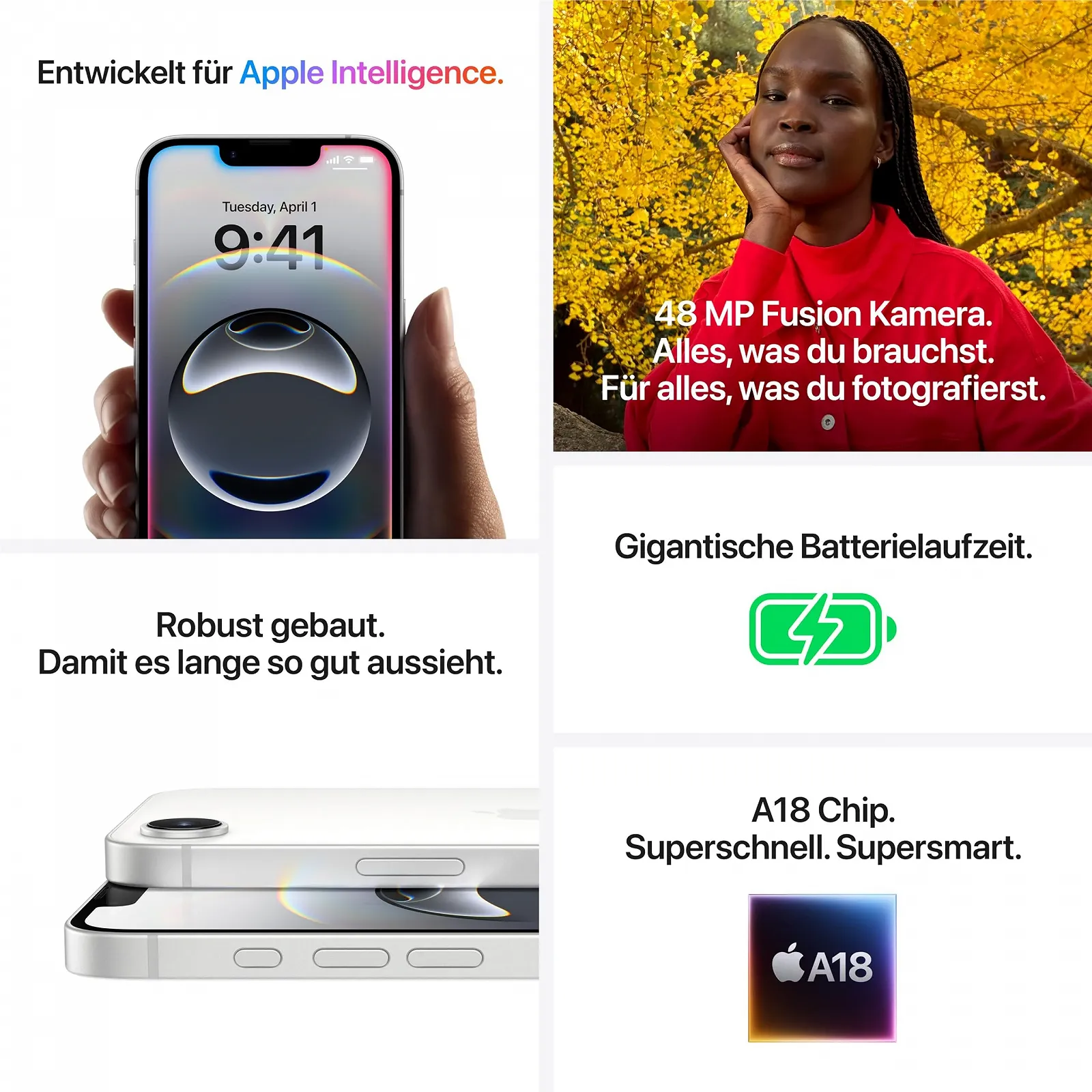 Смартфон Apple iPhone 16e 128 GB A18 Chip 48 MP 6.1 дюймів White, фото №5 Смартфон Apple iPhone 16e 128 GB A18 Chip 48 MP 6.1 дюймів White, фото №5