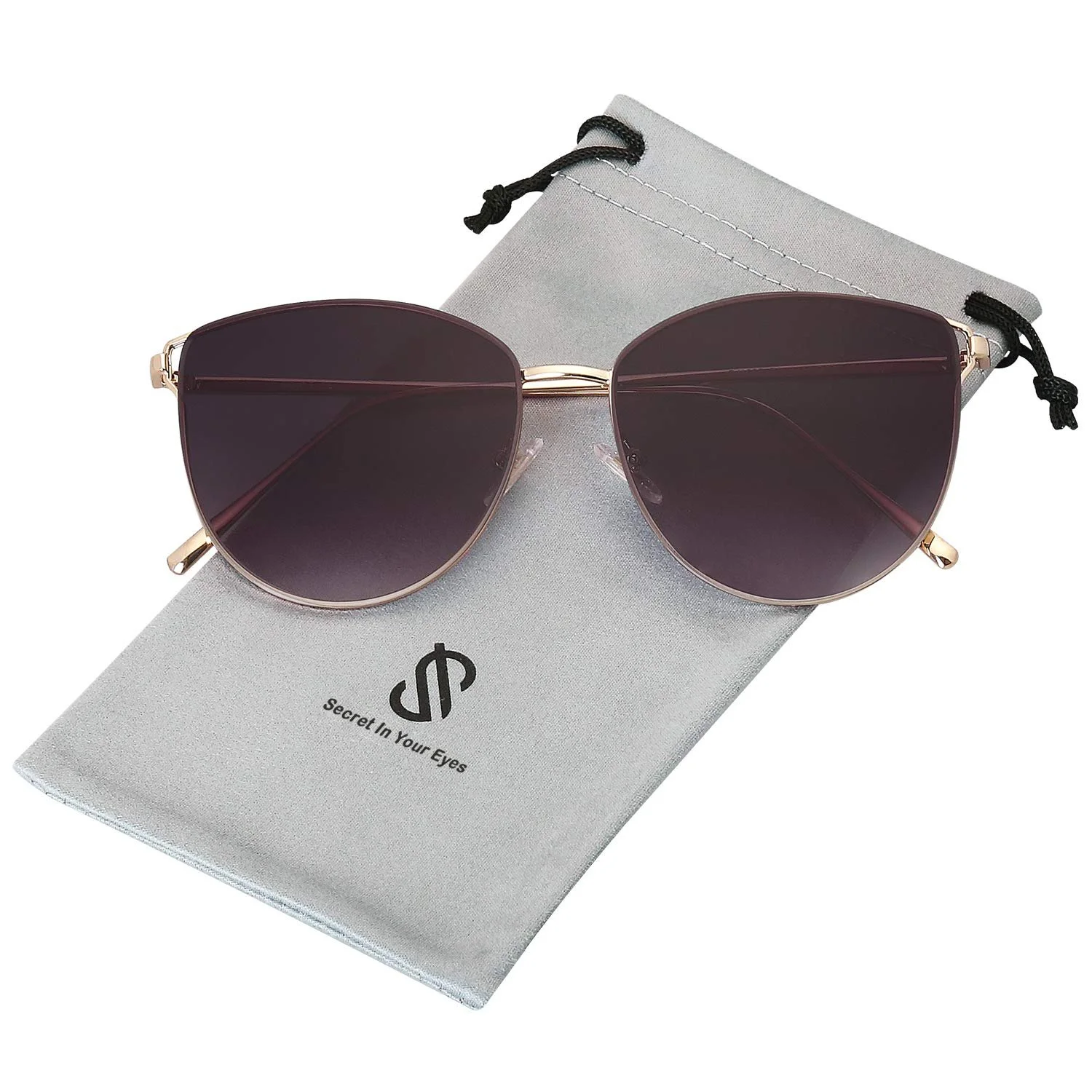 Сонцезахисні окуляри Круглі Ретро Котяче око Sojos SJ1085, Дзеркальні металеві плоскі лінзи, фото №2
