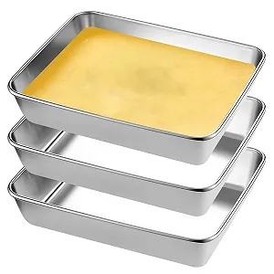 Набір мисок для панірування 25.5 x 19.5 x 5 см 3 шт нержавіюча сталь прямокутні - Фото 1