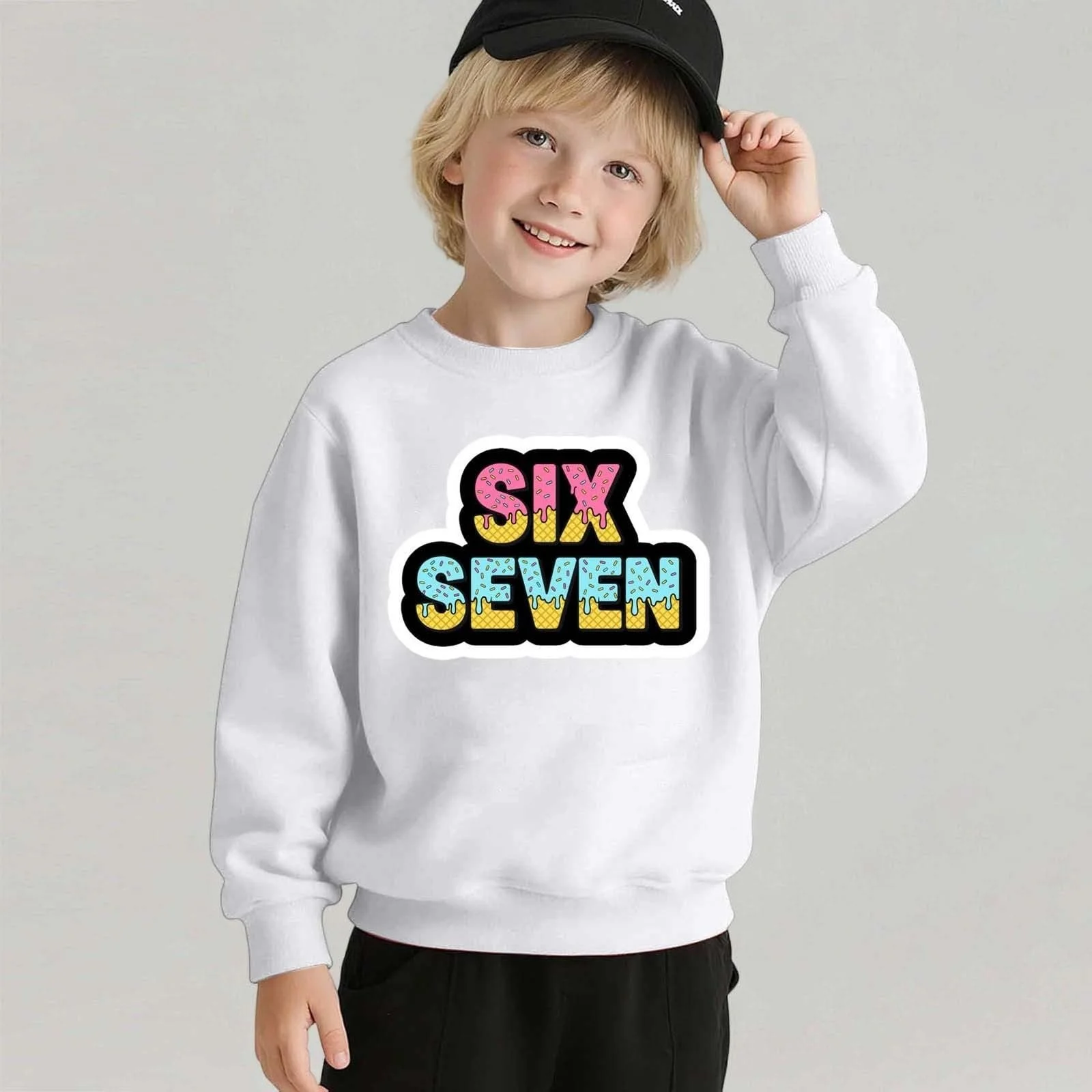 Вільний світшот для дівчинки з принтом, довгими рукавами, фото №3