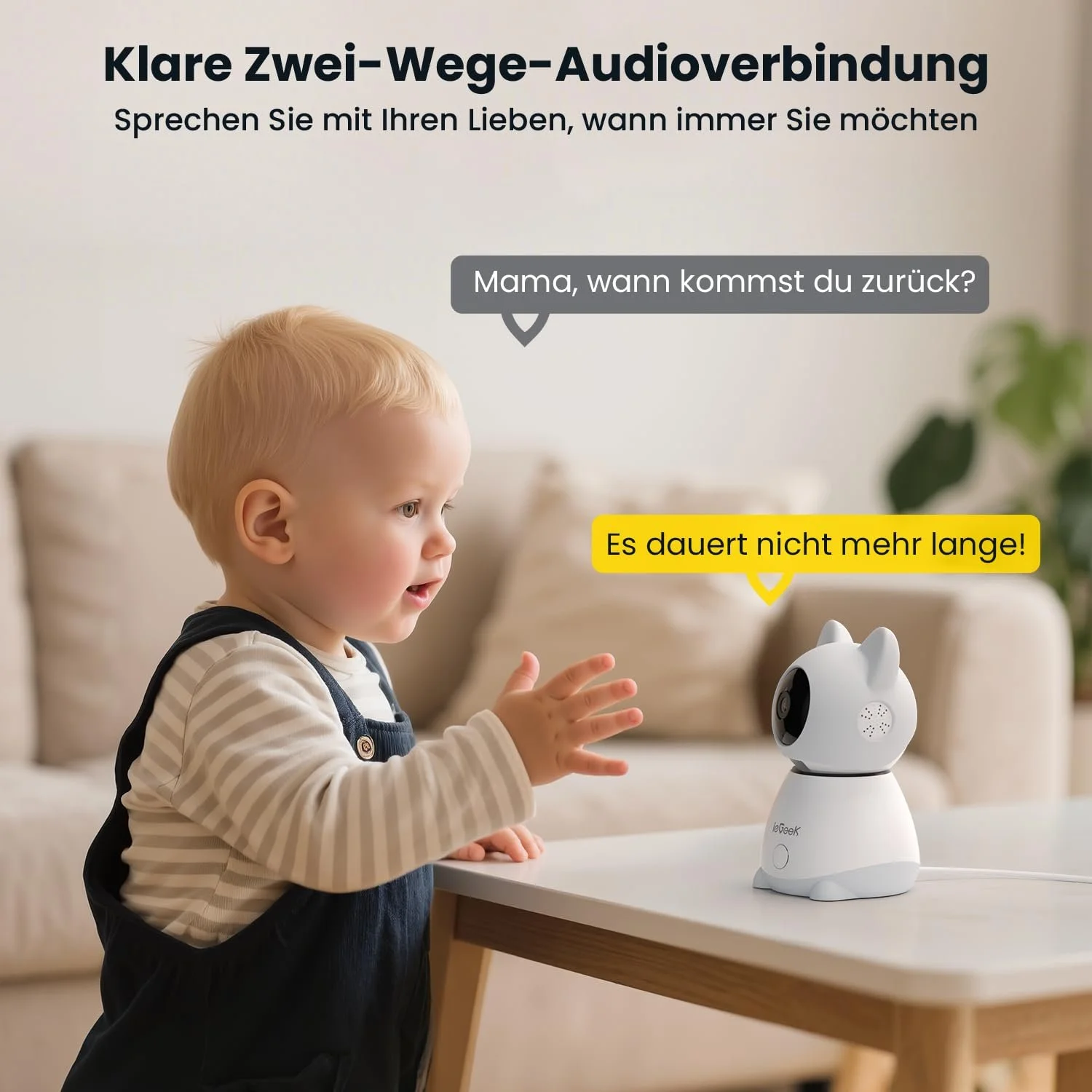 Відеоняня ieGeek 2K 5 дюймів WiFi Night Vision Intercom PTZ App, фото №4