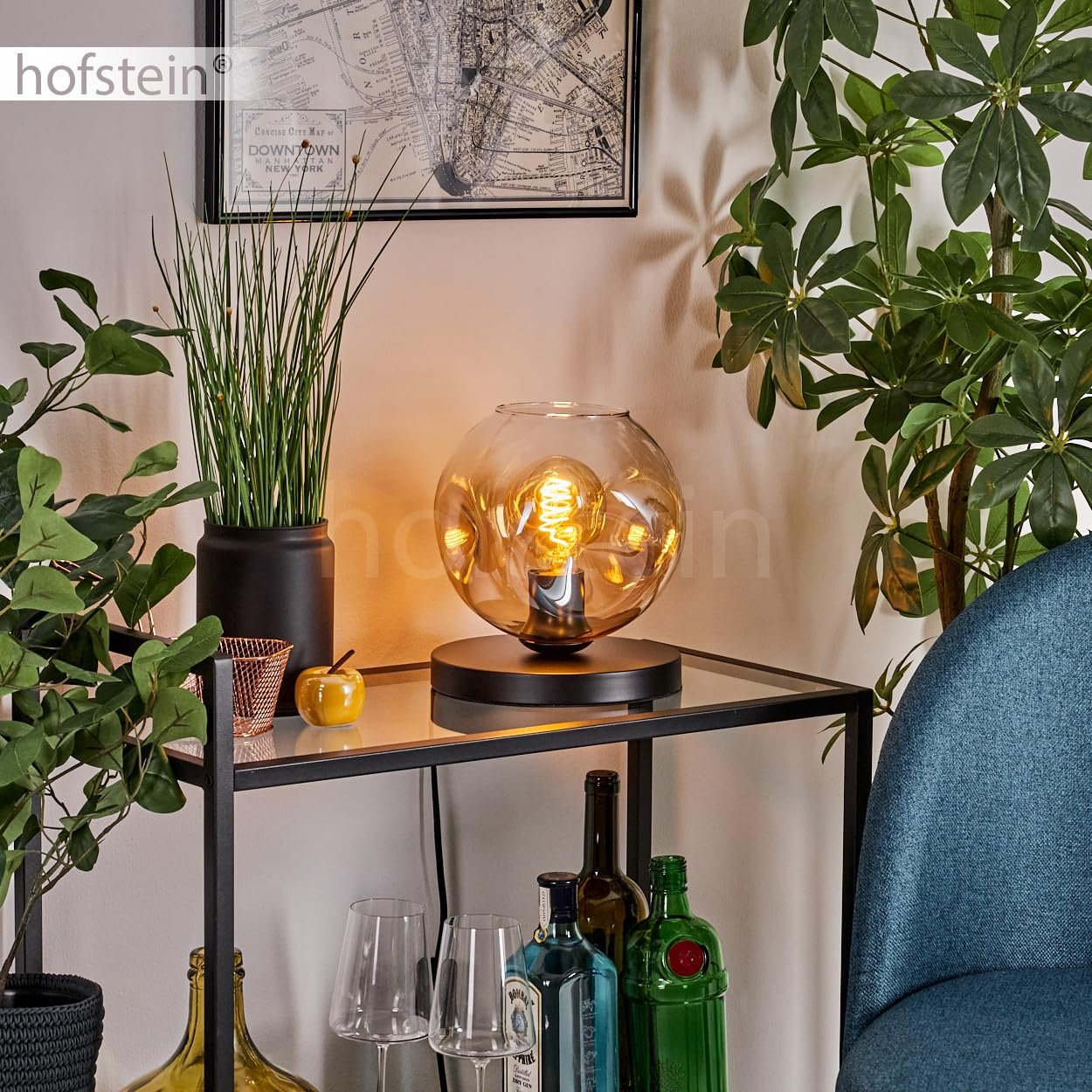 Настільна лампа Ripoll Metal/Glass Modern Retro / Vintage 20 см Black/Amber/Clear, фото №8