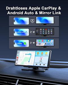 Дисплей Avylet 8.1 Inch Wireless Carplay для Android Car и Apple Carplay, Портативный IPS сенсорный экран с камерой заднего вида IP67, Обновления OTA, GPS навигация, Bluetooth 5.0, Mirror Link, FM/AUX synthetic.ua - Фото 1