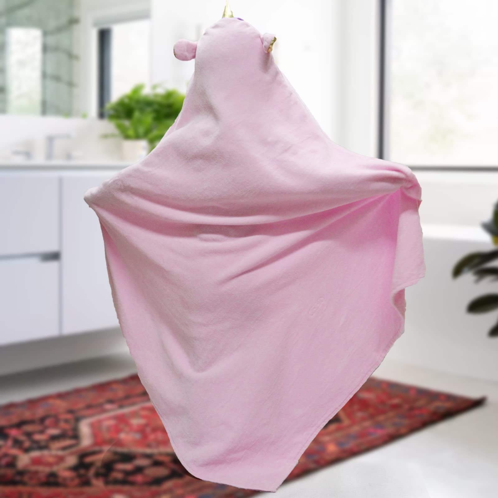 Рушник дитячий Hivia Baby Єдиноріг 90 x 90 cm, рожевий, фото №7