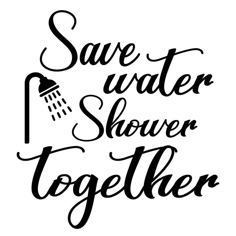 Настінна наклейка SUPERDANT The Shower Save Water Shower Together Вінілова Чорна для ванної кімнати, фото №3