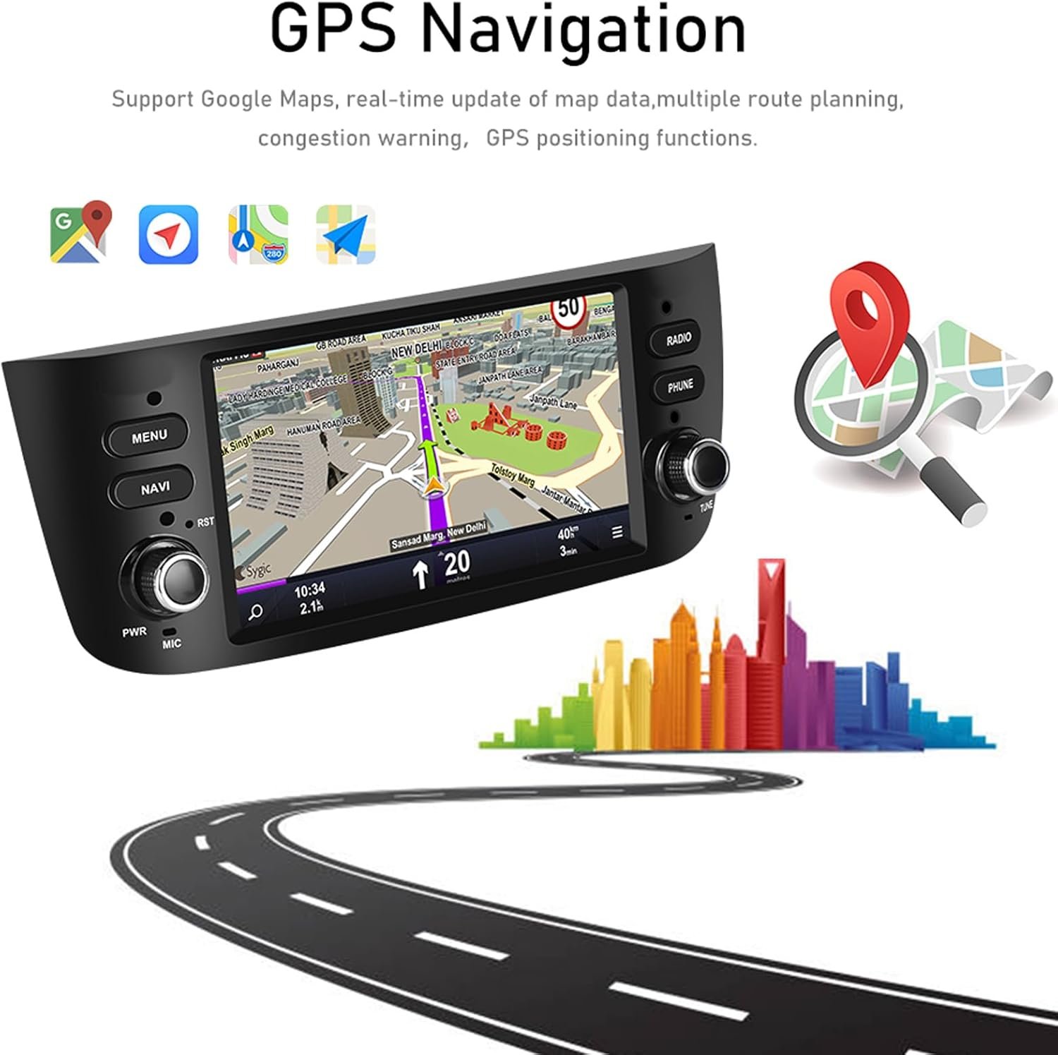 Штатная автомагнитола GOFORJUMP для FIAT Punto / 7" / Сенсорная / 1/32Гб / Android 13 / Apple CarPlay / Android Auto / Bluetooth / WI-FI / GPS / USB, фото №3
