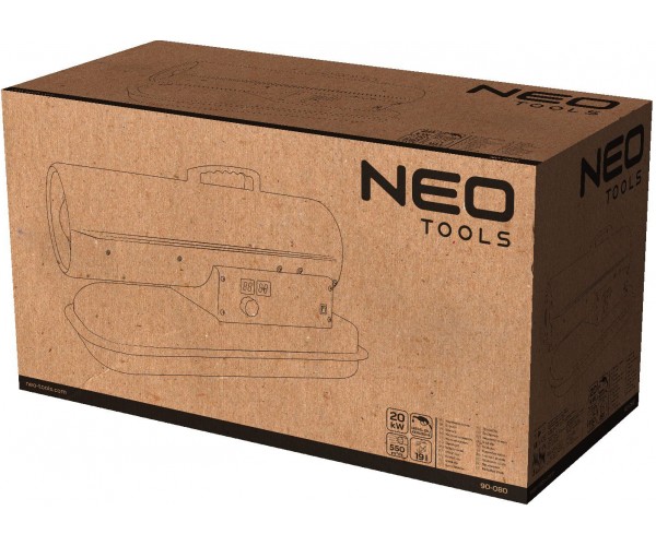 Neo Tools Теплова гармата дизель/гас 20 кВт 550 м3/год, прямого нагріву бак 19л витрата 1.9л/год, IPX4, фото №8