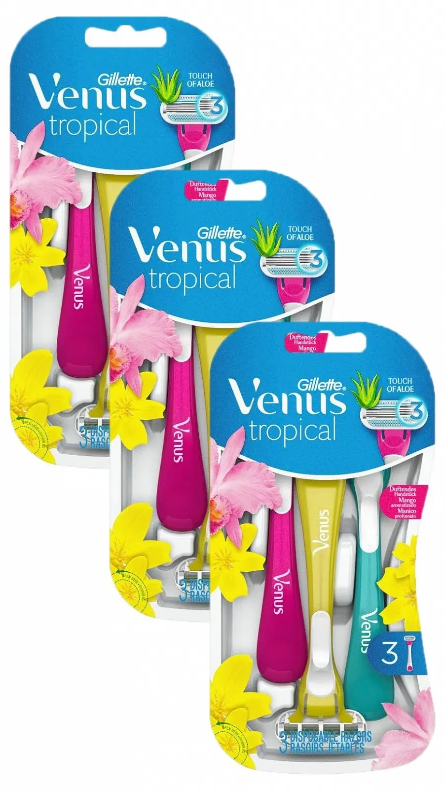 Одноразовая бритва Gillette Venus Tropical 3 лезвия 3 шт, фото №1 Одноразовая бритва Gillette Venus Tropical 3 лезвия 3 шт, фото №1