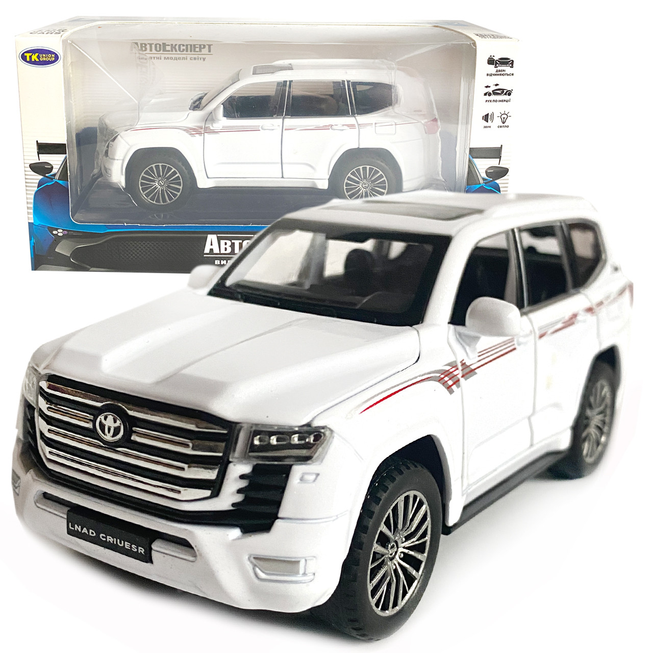 Игрушечная машинка металлическая Toyota Land Cruiser 300 тойота ленд крузер белый звук свет инерция откр, фото №1