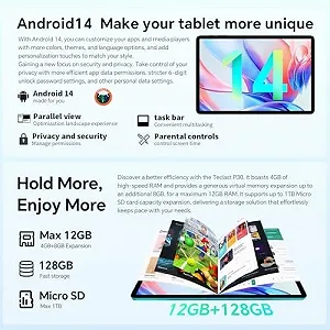 Планшет TECLAST P30 10.1" (4+8)/128Гб Android 14 Чорний-блакитний synthetic.ua - Фото 1
