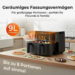 Двухкамерная Мультипечь KLAMER Duo 9 л 3000 Вт 9 программ Digital Display synthetic.ua - Фото 1