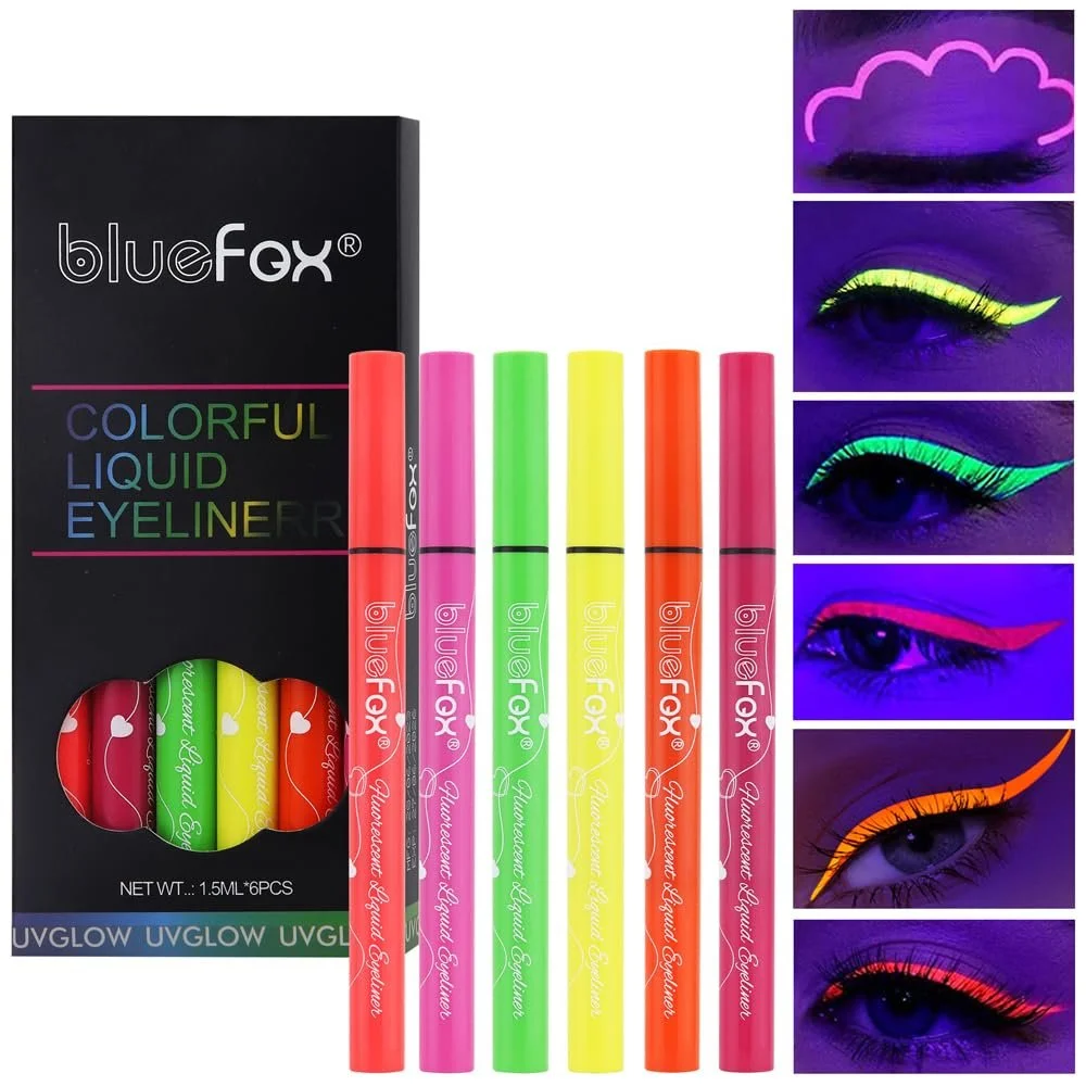 Набір Eyeliner UV Fluorescent Rainbow Liquid 6pcs водостійка, фото №2